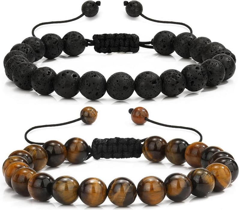 Lava Rock Beaded Bracelet Set for Men - Trendy Gift for Him