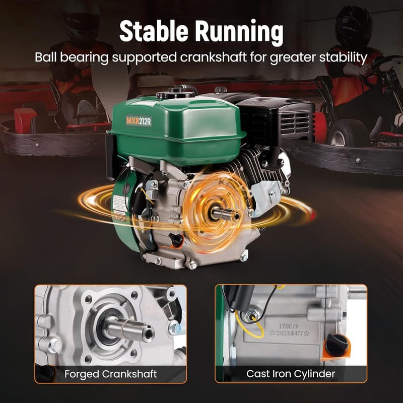 212cc Gas Engine for Go-Karts and Lawn Equipment, 4 Stroke OHV