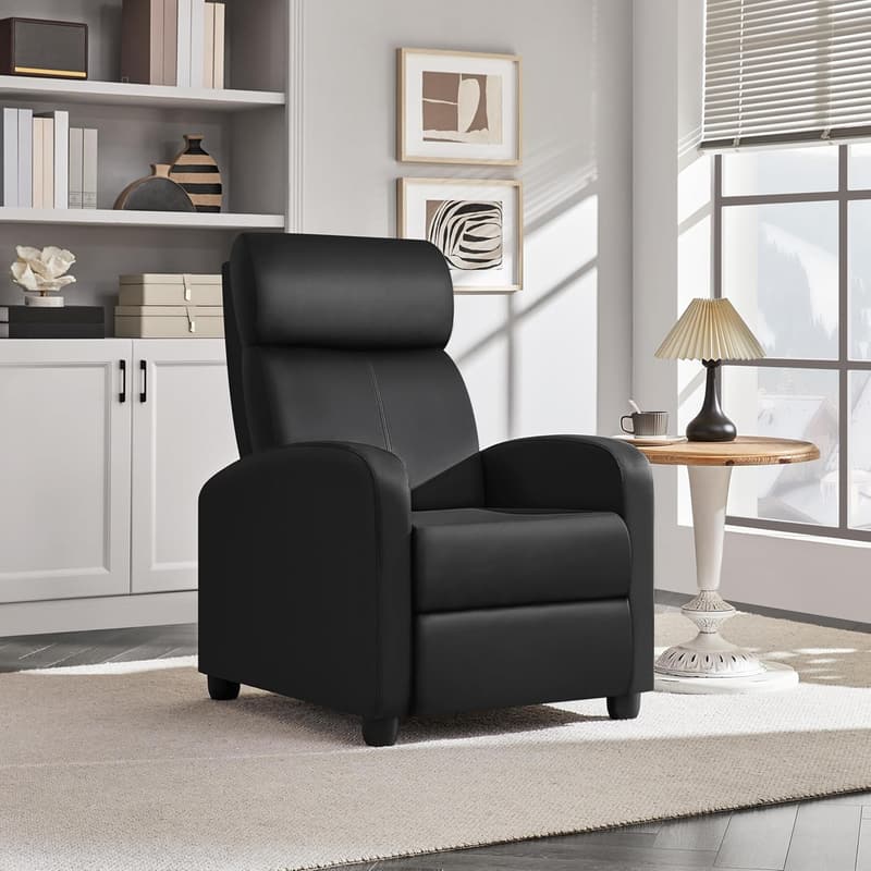 PU Leather Recliner Chair with Lumbar Support for Living Room