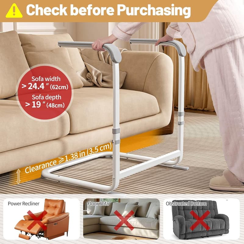 Height Adjustable Stand Assist Aid for Seniors, 21-inch Seat Width