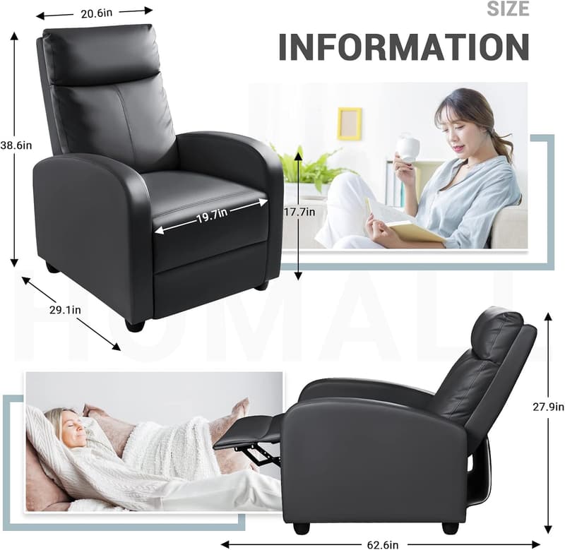 Recliner Chair with Lumbar Support for Home Theater Seating
