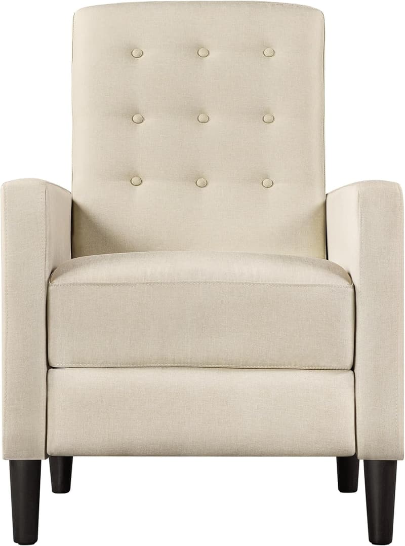 Mid-Century Modern Adjustable Fabric Recliner Chair - Beige