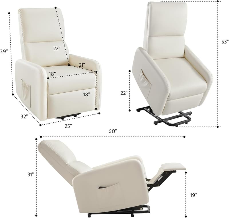 Electric Recliner Chair for Elderly, Comfy PU Upholstered Sofa