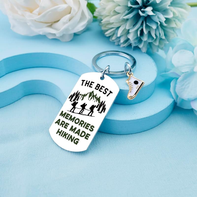 Hiking Essentials Inspirational Keychain for Outdoor Lovers