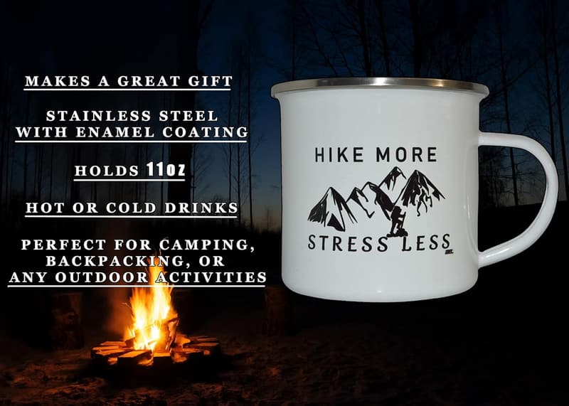 Funny Enamel Camp Mug for Camping and Hiking Adventure
