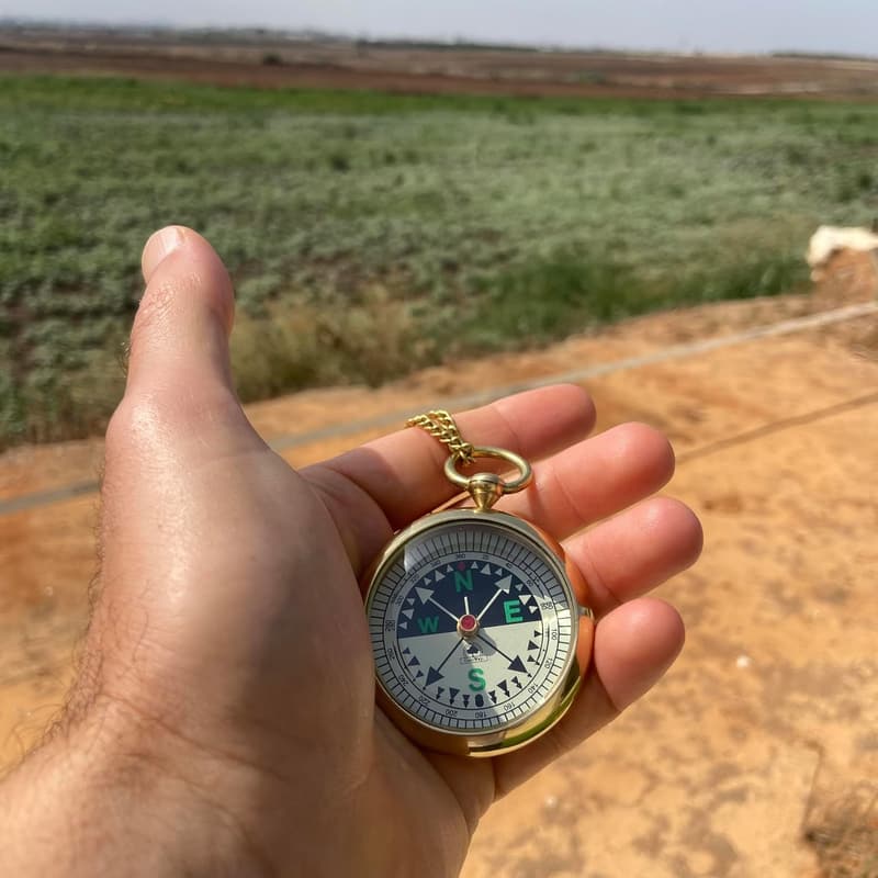Birthday Gift Pocket Watch Compass with Chain & Leather Case for Dad