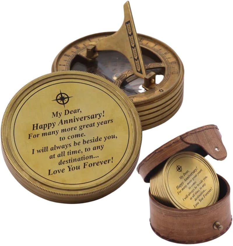 Engraved Brass Compass - Romantic Gift for Husband