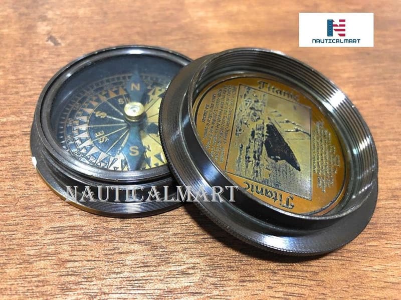 Antique Brass Pocket Compass - Engraved Romantic Gift for Him
