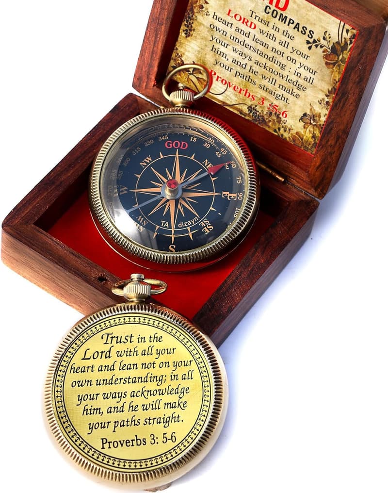 Graduation Day Engraved Compass with Wooden Box Gift