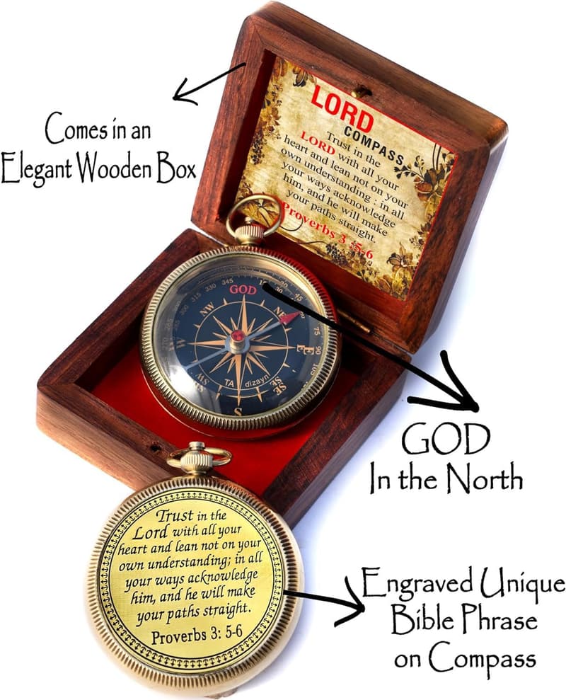 Graduation Day Engraved Compass with Wooden Box Gift
