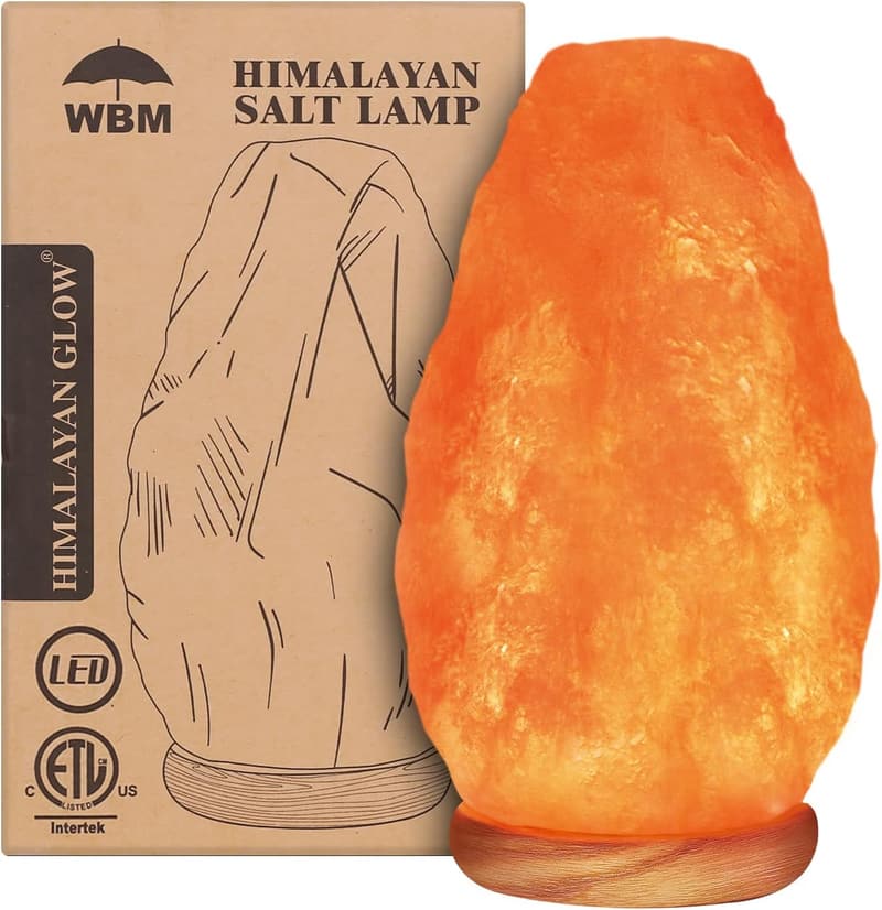 USB Himalayan Salt Lamp with Touch Dimmer & Wooden Base