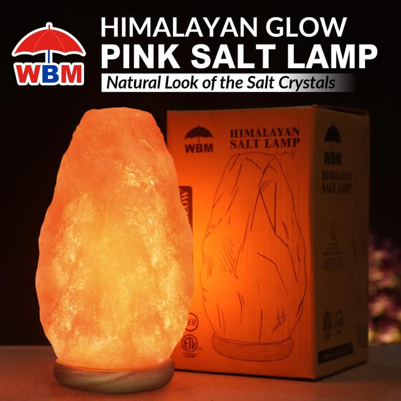 USB Himalayan Salt Lamp with Touch Dimmer & Wooden Base