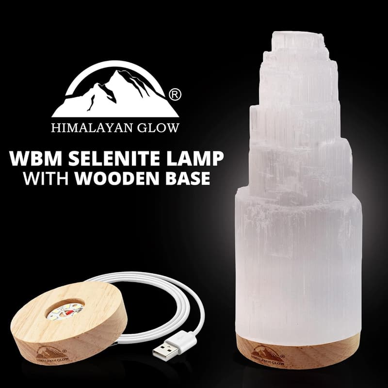 Selenite Crystal Lamp for Healing and Meditation - 20cm