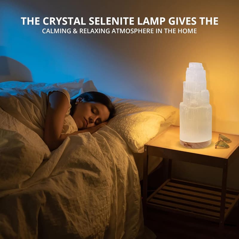 Selenite Crystal Lamp for Healing and Meditation - 20cm