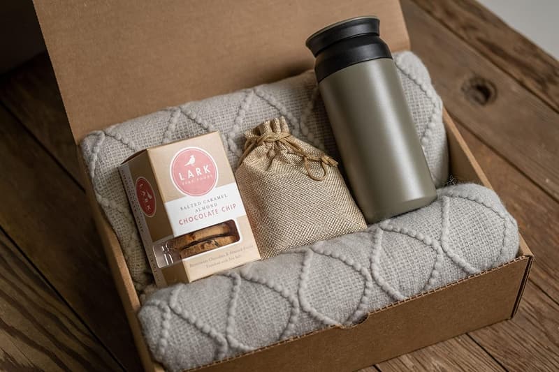 Sympathy Gift Basket with Acrylic Knit Blanket & Gourmet Treats