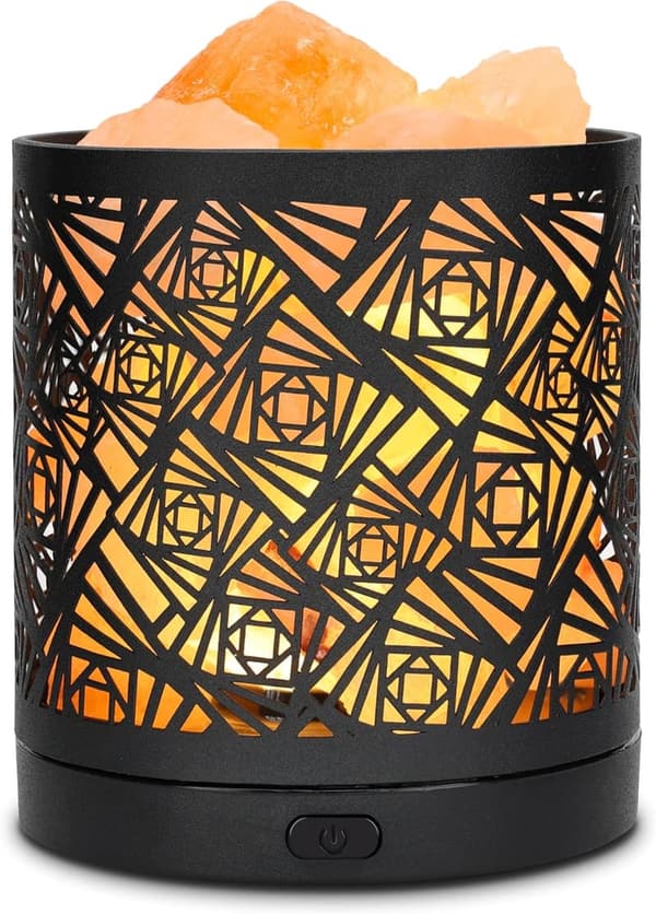 Himalayan Salt Lamp with Metal Basket & 5 LED Bulbs