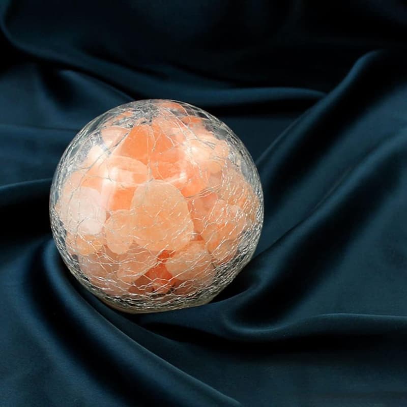 Himalayan Pink Salt Rock Lamp with Crackle Glass Ball