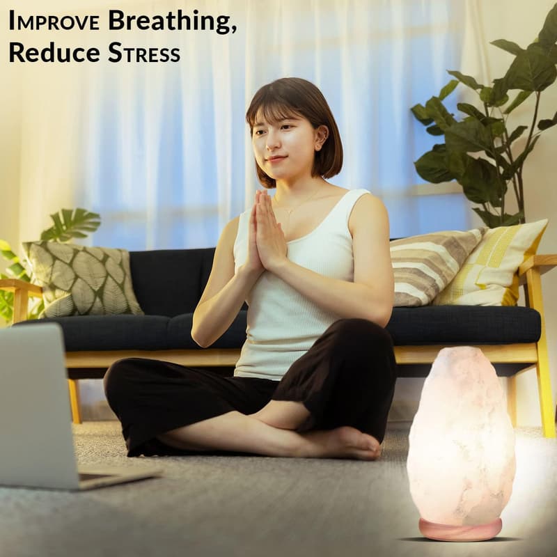 Handcrafted Himalayan Salt Lamp with Neem Base and Dimmer Switch