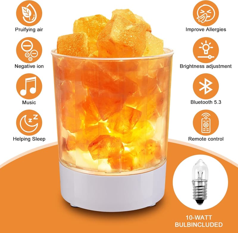 Colorful Himalayan Salt Lamp with Music and Dimmer for Relaxation