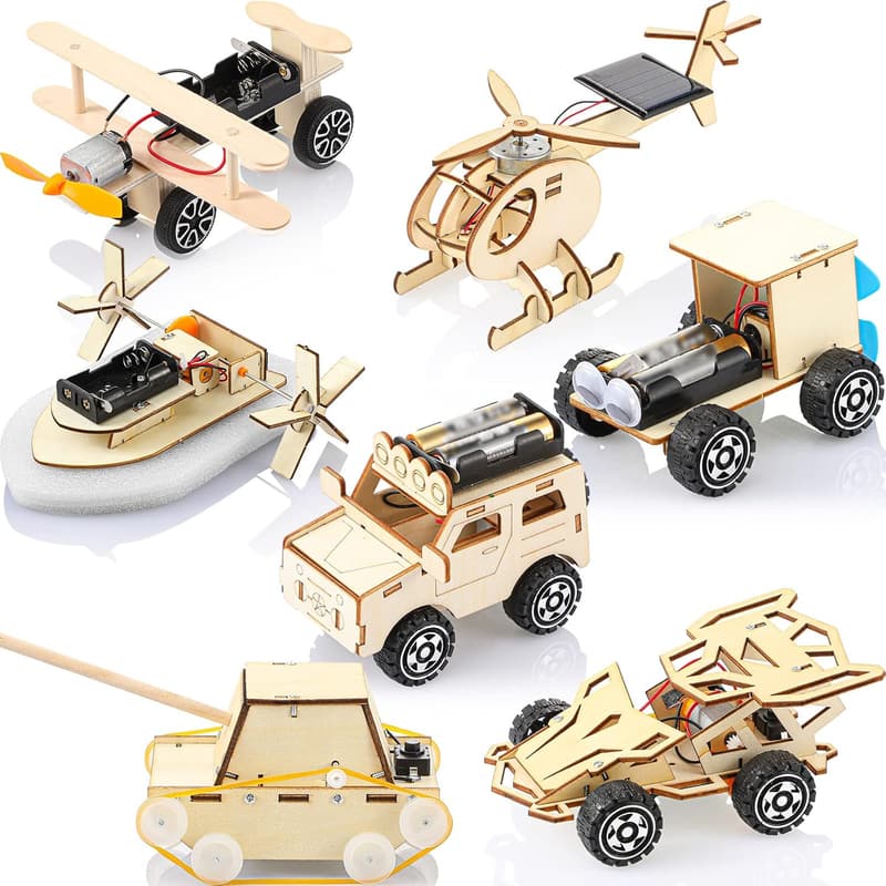 7-in-1 STEM Wooden Building Kit for Kids Ages 8-12