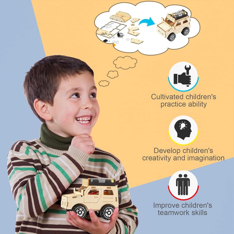 7-in-1 STEM Wooden Building Kit for Kids Ages 8-12