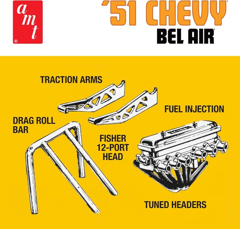 1951 Chevrolet Bel Air Model Kit - 1/25 Scale Retro Deluxe