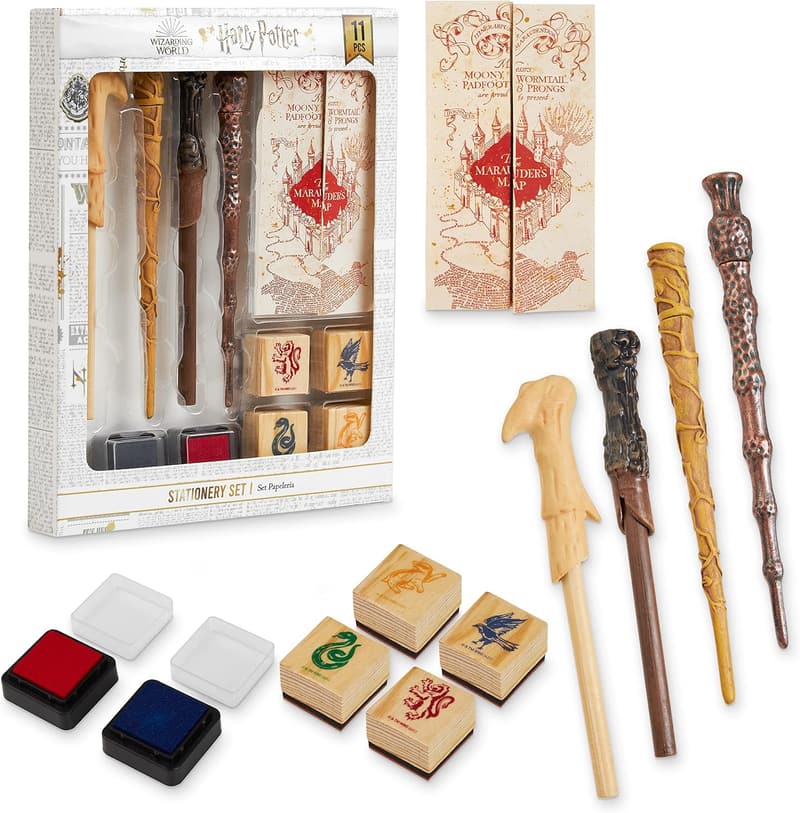 Harry Potter Wand Pen Set with Marauder's Map & House Stamp