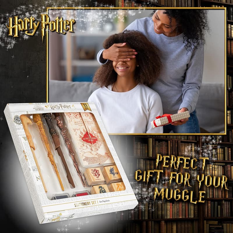 Harry Potter Wand Pen Set with Marauder's Map & House Stamp