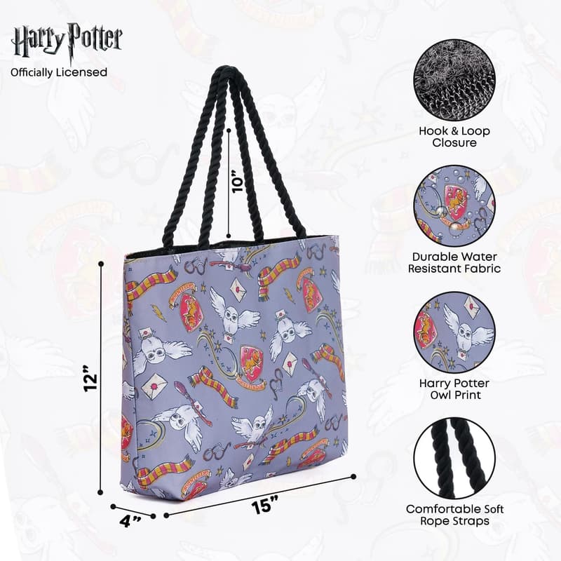 Gryffindor Harry Potter Tote Bag with Hedgehog Print