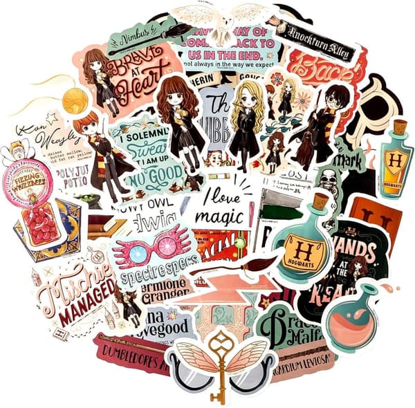 Harry Potter Wand Sticker Pack - Set of 50, Waterproof & UV Resistant