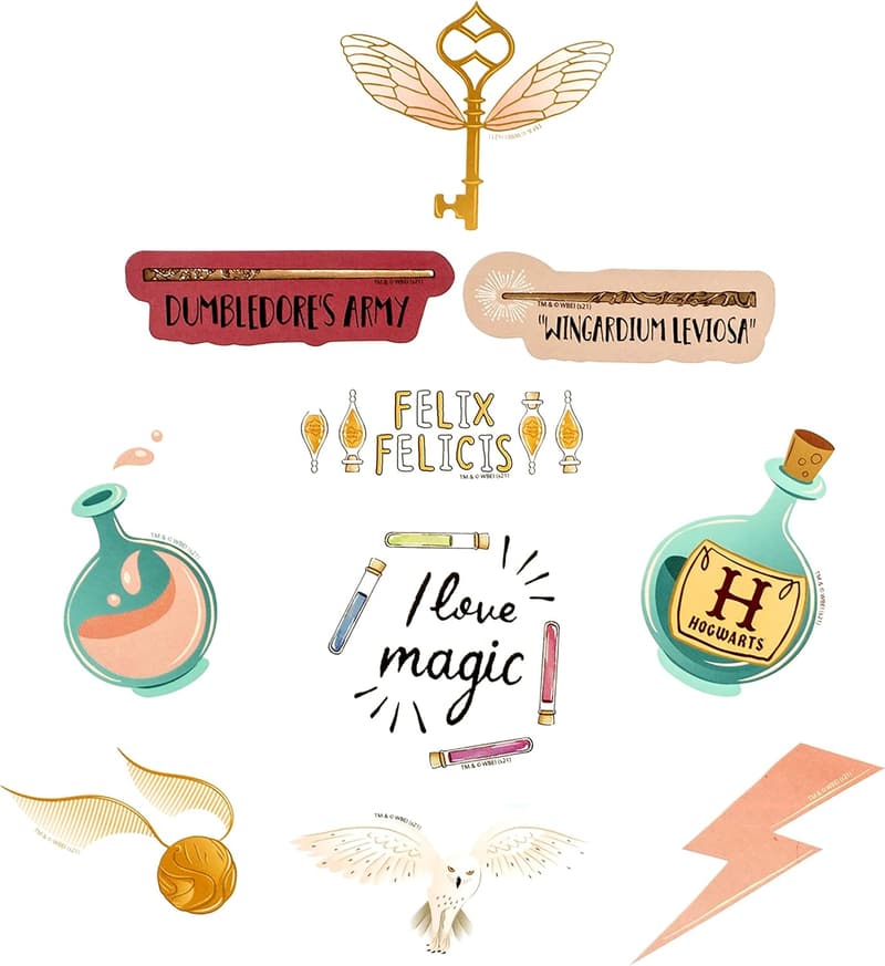 Harry Potter Wand Sticker Pack - Set of 50, Waterproof & UV Resistant