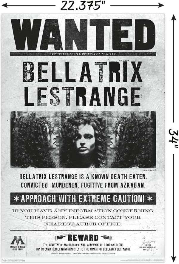 Harry Potter Bellatrix Wanted Poster, 22.375