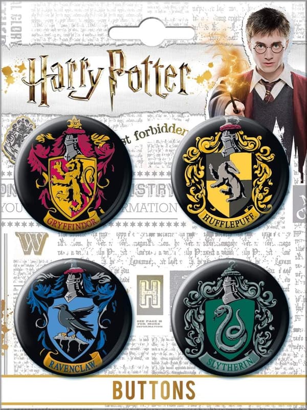 Harry Potter Hogwarts Houses Collectible Button Set of 4