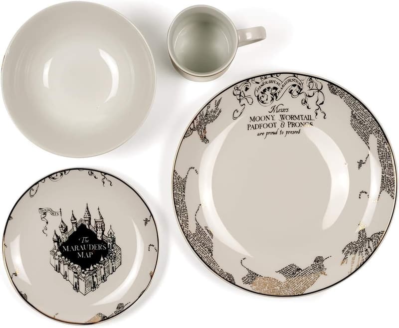 Harry Potter Marauder's Map Porcelain Place Setting - 4 Pieces