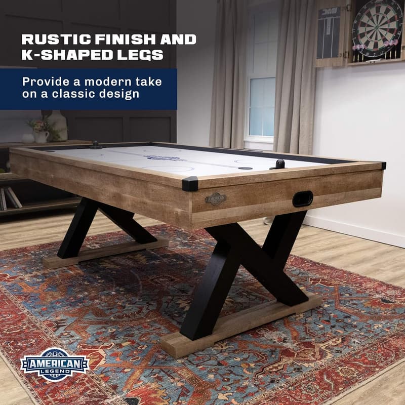 Kirkwood 84” Air Hockey Table with Rustic Wood Finish