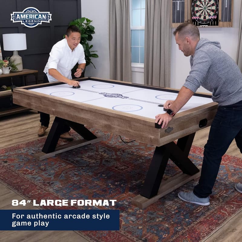 Kirkwood 84” Air Hockey Table with Rustic Wood Finish