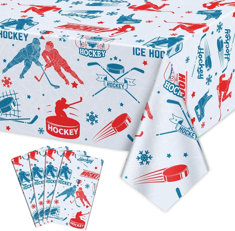 Kid's Hockey Party Tablecloths - 4 Pack, 51