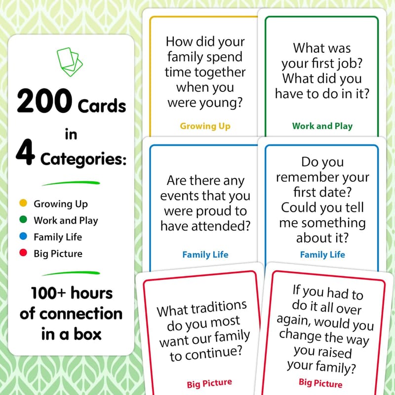 Intergenerational Conversation Cards for Family Game Night