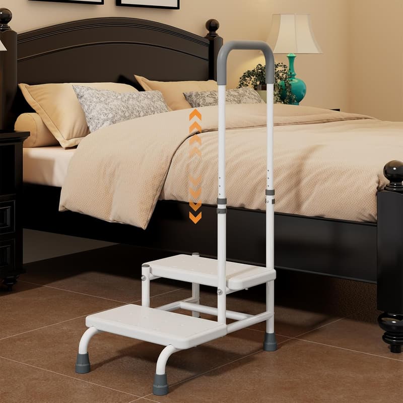 Heavy-Duty Adjustable Step Stool for Seniors with Handle