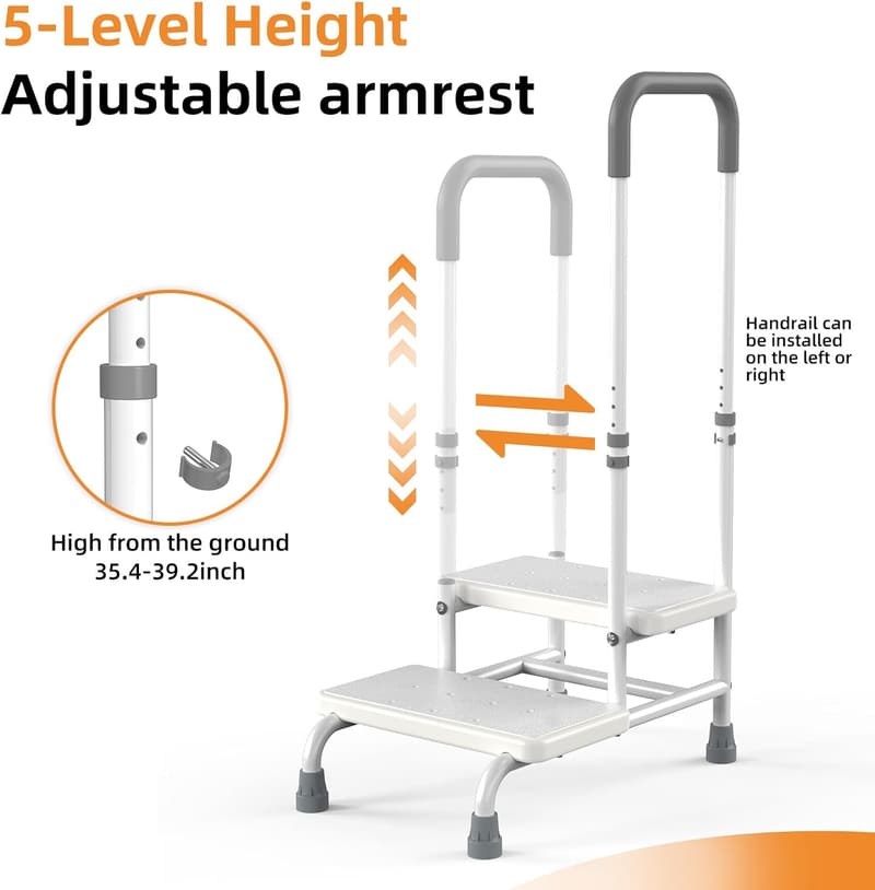 Heavy-Duty Adjustable Step Stool for Seniors with Handle