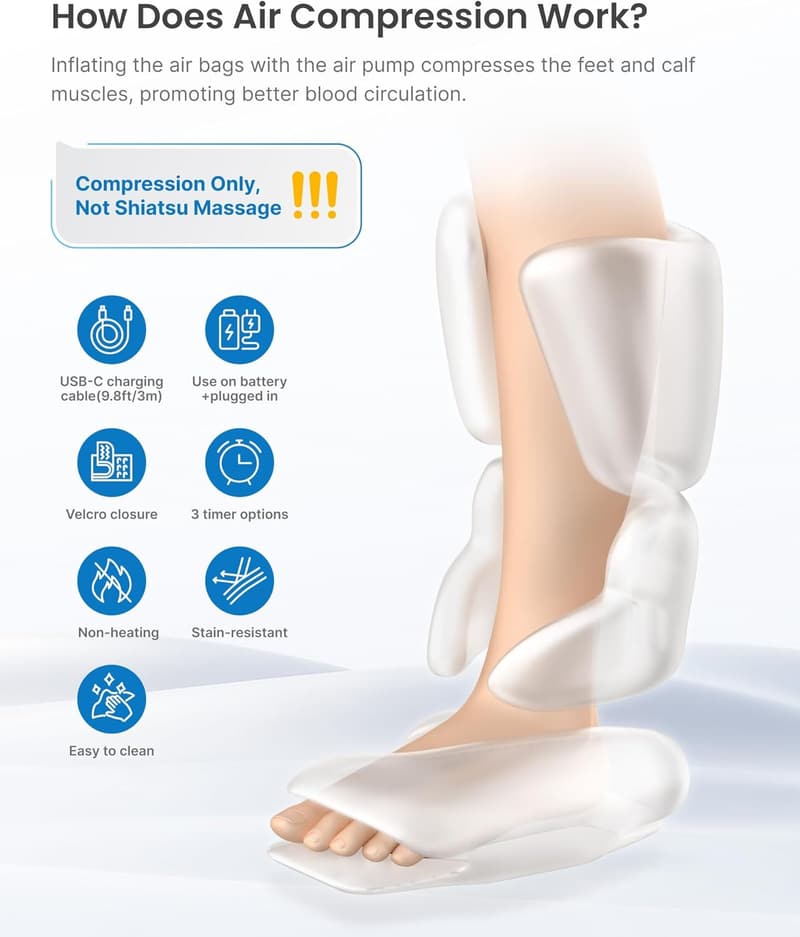 Air Compression Leg Massager for Circulation and Pain Relief