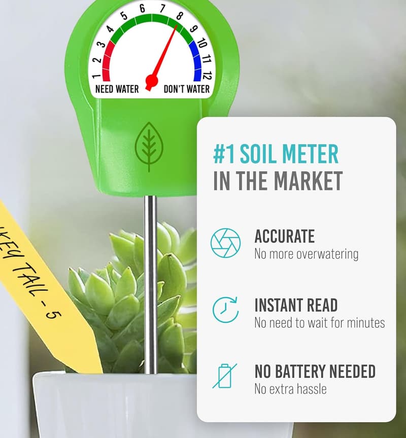 Moisture Meter for Indoor Plants - Battery-Free Watering Tool