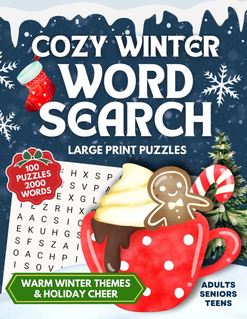 Cozy Winter Large Print Word Search Puzzle Book for Adults