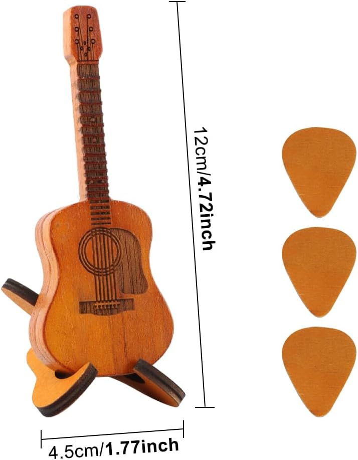 Guitar Pick Box Holder with 3 Wooden Picks - Gift for Ukulele Lovers