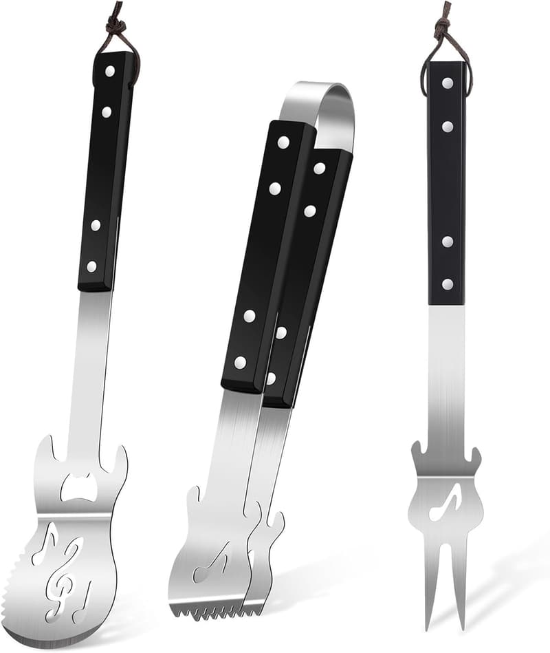 Father's Day Stainless Steel Guitar BBQ Utensils Set for Dad