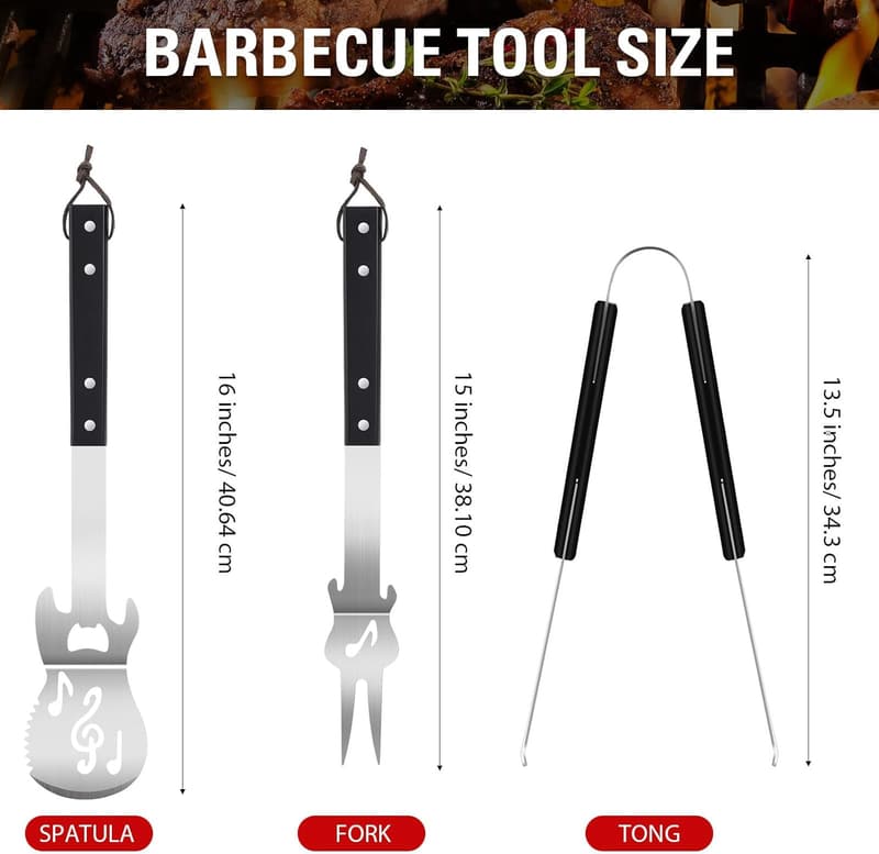 Father's Day Stainless Steel Guitar BBQ Utensils Set for Dad