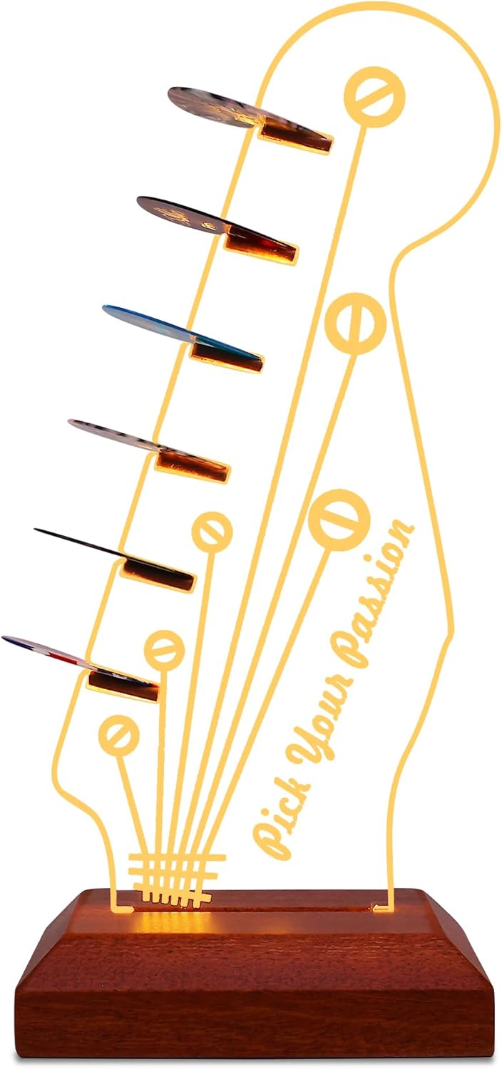 Guitar Pick Holder - Headstock Design, USB Powered Storage