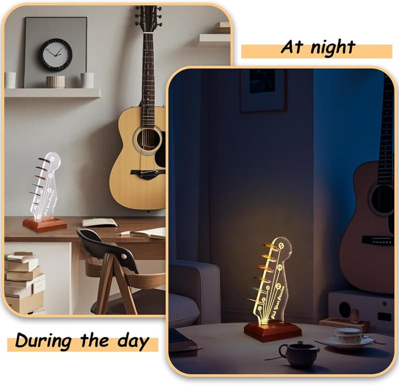 Guitar Pick Holder - Headstock Design, USB Powered Storage