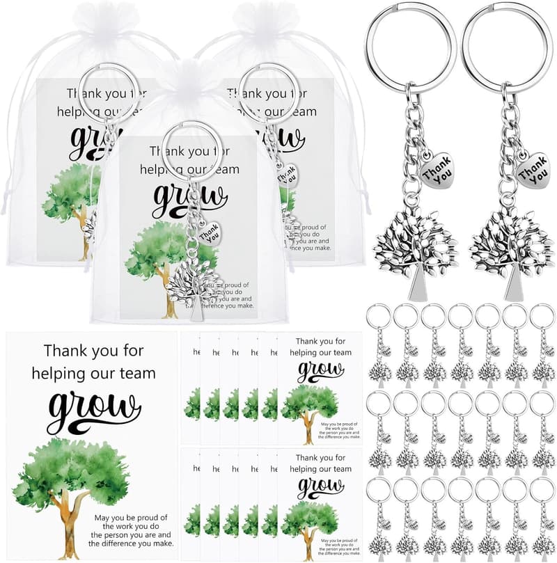 Employee Appreciation Keychain Gift Set with Thank You Card