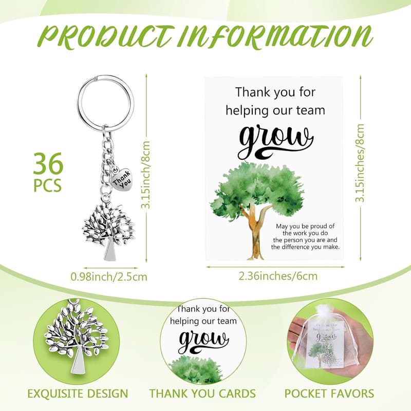 Employee Appreciation Keychain Gift Set with Thank You Card